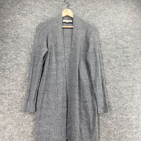 Loft Cardigan Women M Medium Gray Open Front Long Sleeve Rayon Knit Casual - Picture 3 of 10